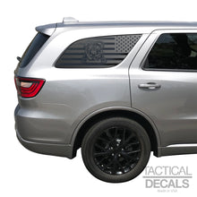 Load image into Gallery viewer, USA Flag with English Bull Dog Decal for 2011 - 2024 Dodge Durango 3rd Windows - Matte Black
