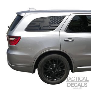 USA Distressed Flag with Horse Decal for 2011 - 2024 Dodge Durango 3rd Windows - Matte Black