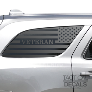 Veteran - USA Flag Decal for 2011 - 2024 Dodge Durango Windows - Matte Black