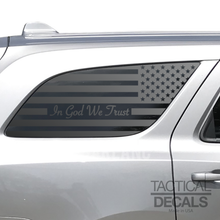Load image into Gallery viewer, In God We Trust - USA Flag Decal for 2011 - 2024 Dodge Durango Windows - Matte Black
