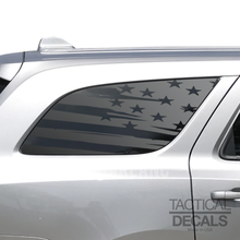 Load image into Gallery viewer, Distressed USA Flag Decal for 2011 - 2024 Dodge Durango 3rd Windows - Matte Black
