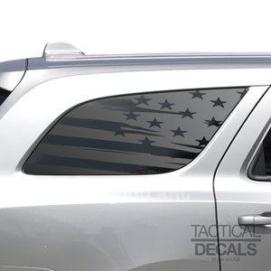 Distressed USA Flag Decal for 2011 - 2024 Dodge Durango 3rd Windows - Matte Black