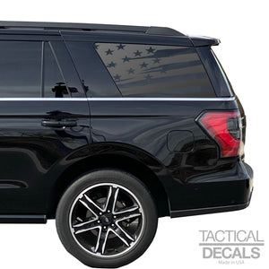 Distressed USA Flag Decal for 2018 - 2024 Ford Expedition 3rd Windows - Matte Black