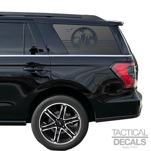 Beach Scene Decal for 2018 - 2024 Ford Expedition 3rd Windows - Matte Black