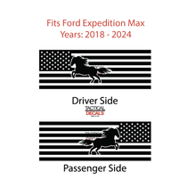 Load image into Gallery viewer, USA Flag w/ Horse Decal for 2018 - 2024 Ford Expedition Max Only - 3rd Windows - Matte Black
