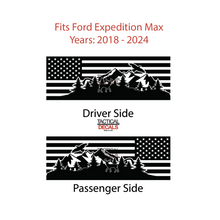 Load image into Gallery viewer, USA Flag w/Wildlife Scene Decal for 2018 - 2024 Ford Expedition Max Only - 3rd Windows - Matte Black
