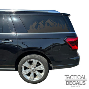 Outdoor Mountain Scene Decal for 2018 - 2024 Ford Expedition Max Only - 3rd Windows - Matte Black