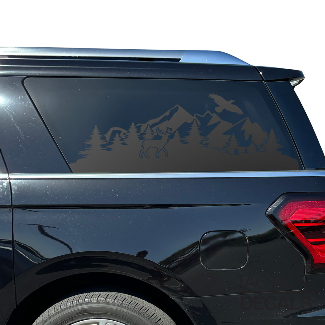 Wildlife Scene Decal for 2018 - 2024 Ford Expedition Max Only - 3rd Windows - Matte Black