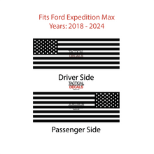 Load image into Gallery viewer, USA Flag Decal for 2018 - 2024 Ford Expedition Max Only - 3rd Windows - Matte Black
