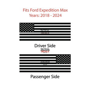 USA Flag Decal for 2018 - 2024 Ford Expedition Max Only - 3rd Windows - Matte Black