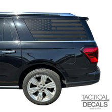 Load image into Gallery viewer, Distressed USA Flag Decal for 2018 - 2024 Ford Expedition Max Only - 3rd Windows - Matte Black
