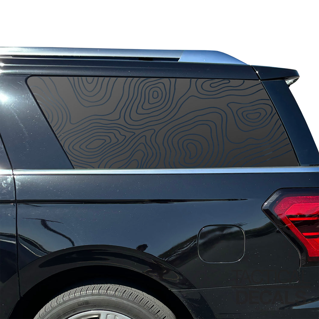 Topography Map Decal for 2018 - 2024 Ford Expedition Max Only - 3rd Windows - Matte Black