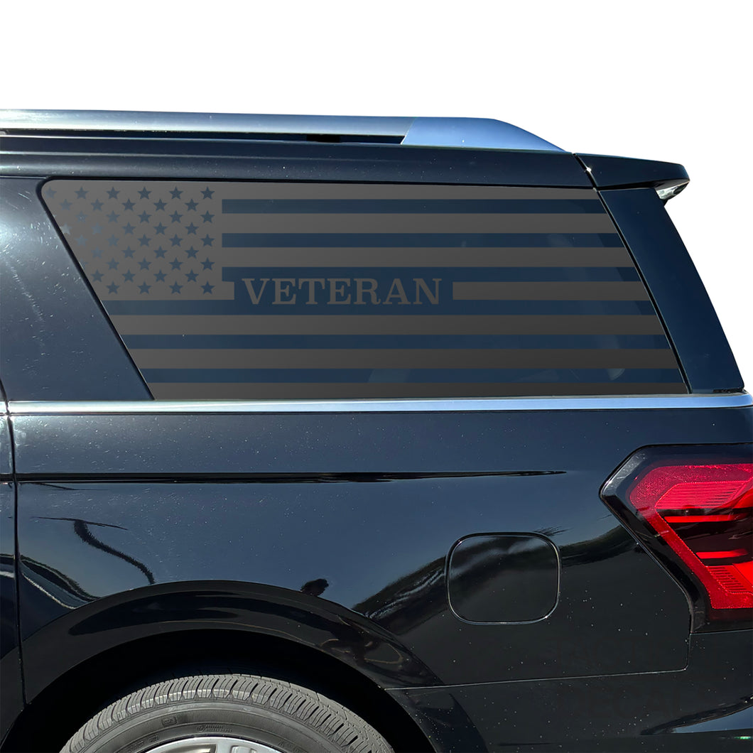VETERAN - USA Flag Decal for 2018 - 2024 Ford Expedition Max Only - 3rd Windows - Matte Black