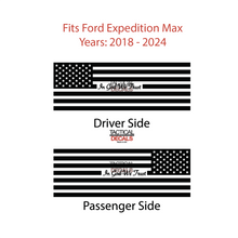 Load image into Gallery viewer, IN GOD WE TRUST - USA Flag Decal for 2018 - 2024 Ford Expedition Max Only - 3rd Windows - Matte Black
