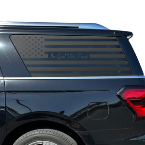 IN GOD WE TRUST - USA Flag Decal for 2018 - 2024 Ford Expedition Max Only - 3rd Windows - Matte Black