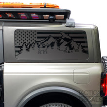 Load image into Gallery viewer, USA Flag w/Wildlife Scene Decal for 2021 - 2024 Ford Bronco 2-Door Windows - Matte Black
