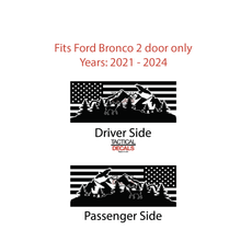 Load image into Gallery viewer, USA Flag w/Wildlife Scene Decal for 2021 - 2024 Ford Bronco 2-Door Windows - Matte Black
