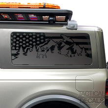 Load image into Gallery viewer, Distressed USA Flag w/Wildlife Scene Decal for 2021 - 2024 Ford Bronco 2-Door Windows - Matte Black
