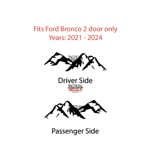 Mountain Scene Decal for 2021 - 2024 Ford Bronco 2-Door Windows - Matte Black