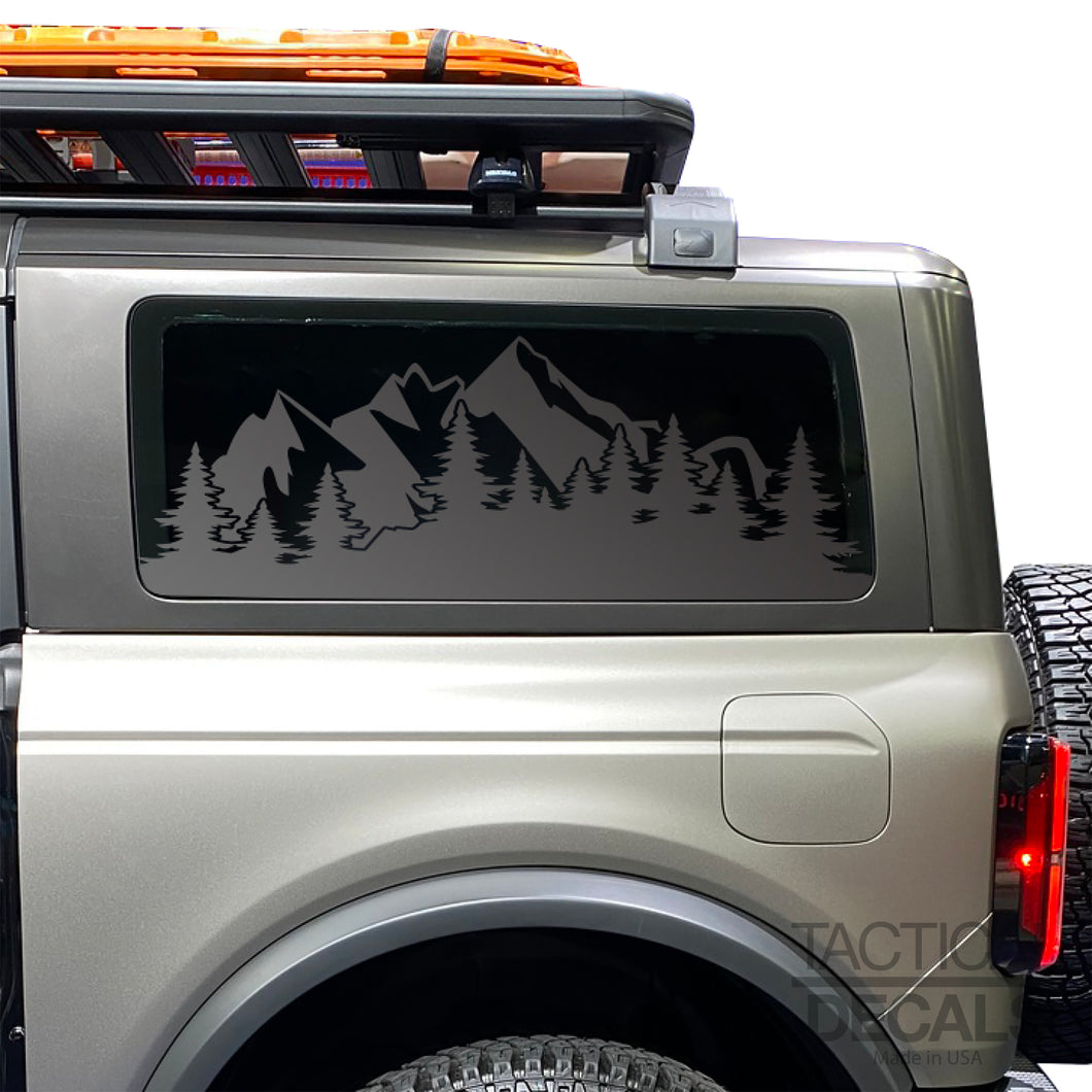 Outdoor Mountain Scene Decal for 2021 - 2024 Ford Bronco 2-Door Windows - Matte Black