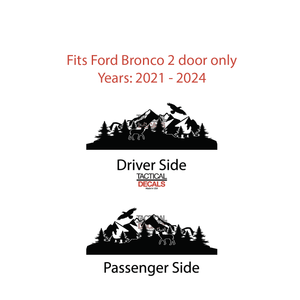 Outdoor Wildlife Scene Decal for 2021 - 2024 Ford Bronco 2-Door Windows - Matte Black