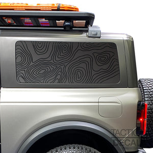 Topography Map Decal for 2021 - 2024 Ford Bronco 2-Door Windows - Matte Black