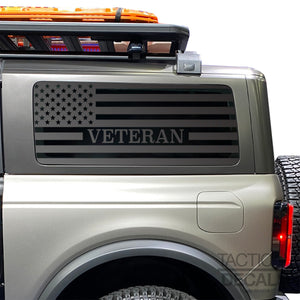 Veteran - USA Flag Decal for 2021 - 2024 Ford Bronco 2-Door Windows - Matte Black