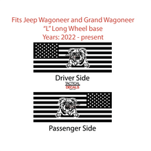 Load image into Gallery viewer, USA Flag with Bulldog(K9) Decals for 2022-2024 Jeep Grand Wagoneer L 3rd Windows - Matte Black
