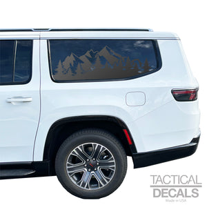 Mountains Scene Decals for 2022-2024 Jeep Grand Wagoneer L 3rd Windows - Matte Black