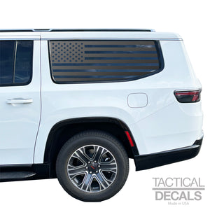 USA Flag Decals for 2022-2024 Jeep Grand Wagoneer L 3rd Windows - Matte Black