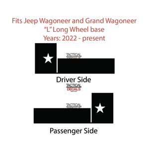 State of Texas Flag Decals for 2022-2024 Jeep Grand Wagoneer L 3rd Windows - Matte Black