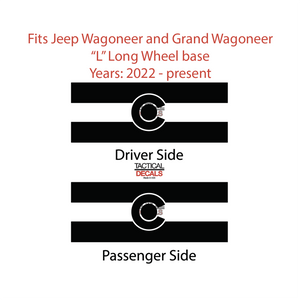 State of Colorado Flag Decals for 2022-2024 Jeep Grand Wagoneer L 3rd Windows - Matte Black