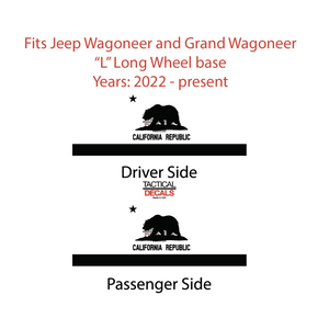 State of California Flag Decals for 2022-2024 Jeep Grand Wagoneer L 3rd Windows - Matte Black