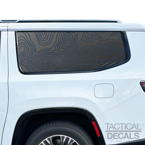 Topography Map Decals for 2022-2024 Jeep Grand Wagoneer L 3rd Windows - Matte Black