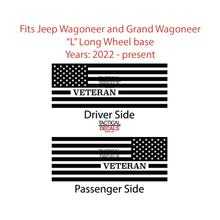 Load image into Gallery viewer, Veteran - USA Flag Decals for 2022-2024 Jeep Grand Wagoneer L 3rd Windows - Matte Black
