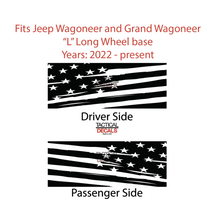 Load image into Gallery viewer, Distressed USA Flag Decals for 2022-2024 Jeep Grand Wagoneer L 3rd Windows - Matte Black
