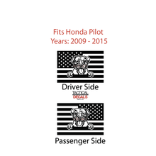 Load image into Gallery viewer, USA Flag w/Pit Bull Dog(K9) Decal for 2009-2015 Honda Pilot 3rd Windows - Matte Black
