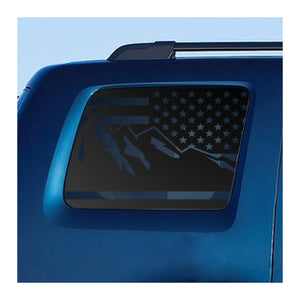 USA Flag w/Mountain Scene Decal for 2009-2015 Honda Pilot 3rd Windows - Matte Black