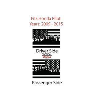 USA Flag w/Forest Scene Decal for 2009-2015 Honda Pilot 3rd Windows - Matte Black