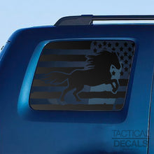 Load image into Gallery viewer, Distressed USA Flag w/Horse Decal for 2009-2015 Honda Pilot 3rd Windows - Matte Black

