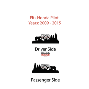 Outdoor Scene with Bear Decal for 2009-2015 Honda Pilot 3rd Windows - Matte Black