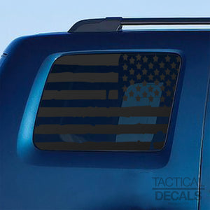 Distressed USA Flag Decal for 2009-2015 Honda Pilot 3rd Windows - Matte Black