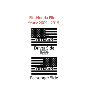 Veteran - USA Flag Decal for 2009-2015 Honda Pilot 3rd Windows - Matte Black