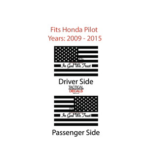 In God We Trust - USA Flag Decal for 2009-2015 Honda Pilot 3rd Windows - Matte Black