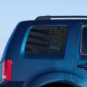 Distressed USA Flag Decal for 2009-2015 Honda Pilot 3rd Windows - Matte Black