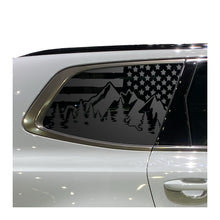 Load image into Gallery viewer, Distressed USA Flag w/mountain scene Decals - Fits 2022-2024 Kia Telluride Back Side Window - Matte Black (Copy)
