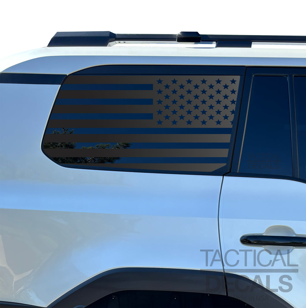 USA Flag Decal for 2024-2025 Toyota Land Cruiser 3rd Windows - Matte Black