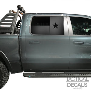 State of Texas Decal for 2019-2024 Ram 1500 Rebel Rear Door Windows - Matte Black