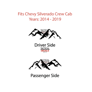 Scenic Mountains Decal for 2014-2019 Chevy Silverado Rear Door Windows - Matte Black