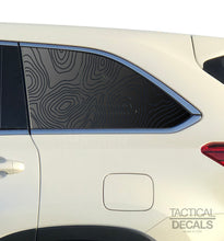 Load image into Gallery viewer, Topography Map Decals for 2014-2019 Toyota Highlander 3rd Windows - Matte Black
